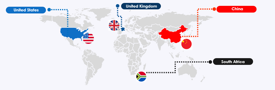 World map of TekSA partner locations